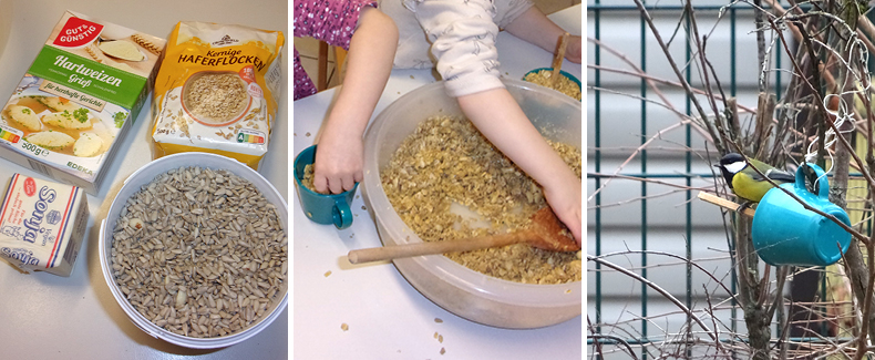 Selbstgemachtes Vogelfutter aus dem Evangelischen Kinderhaus der Diakonie Pirna