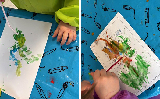 Basteln im Frühling im Kinder Garten Eden der Diakonie Pirna