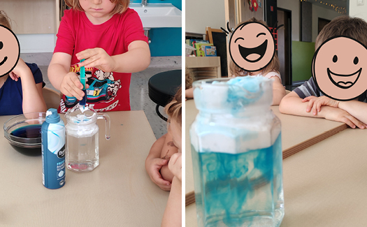 Wolkenexperiment im Kinder Garten Eden Diakonie Pirna